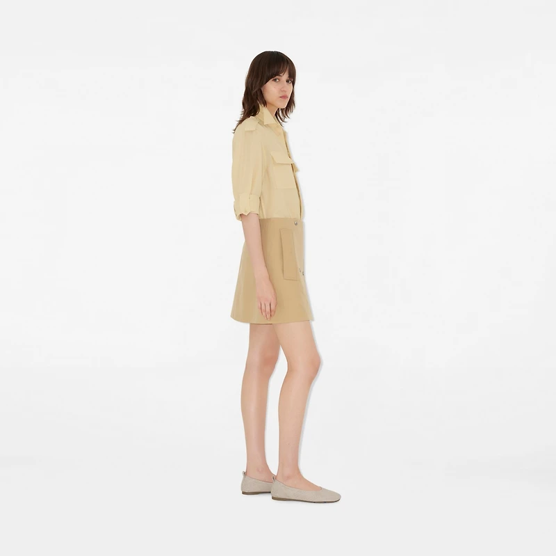 Check Denim Baby Ballerinas​ in Gull - Women, Cotton | Burberry® Official