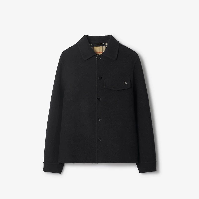 Wool Overshirt in Black/sand beige - Men | Burberry® Official