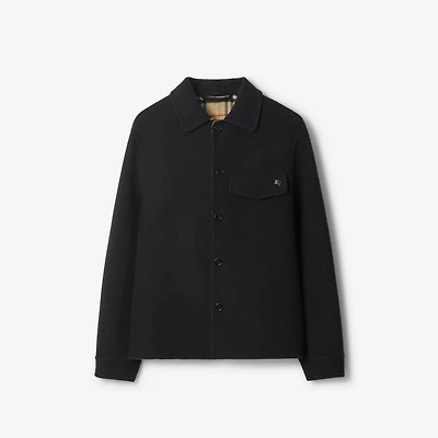 Wool Overshirt in Black/sand beige - Men | Burberry® Official