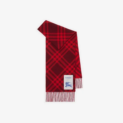 Check Cashmere Scarf in Oxblood red | Burberry® Official