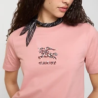 Floral EKD Cotton T-shirt in Begonia pink - Women | Burberry® Official