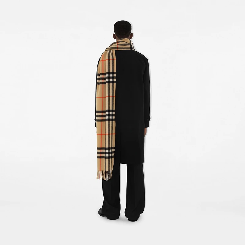 Wide Check Cashmere Scarf in Sand | Burberry® Official
