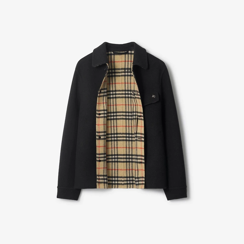 Wool Overshirt in Black/sand beige - Men | Burberry® Official