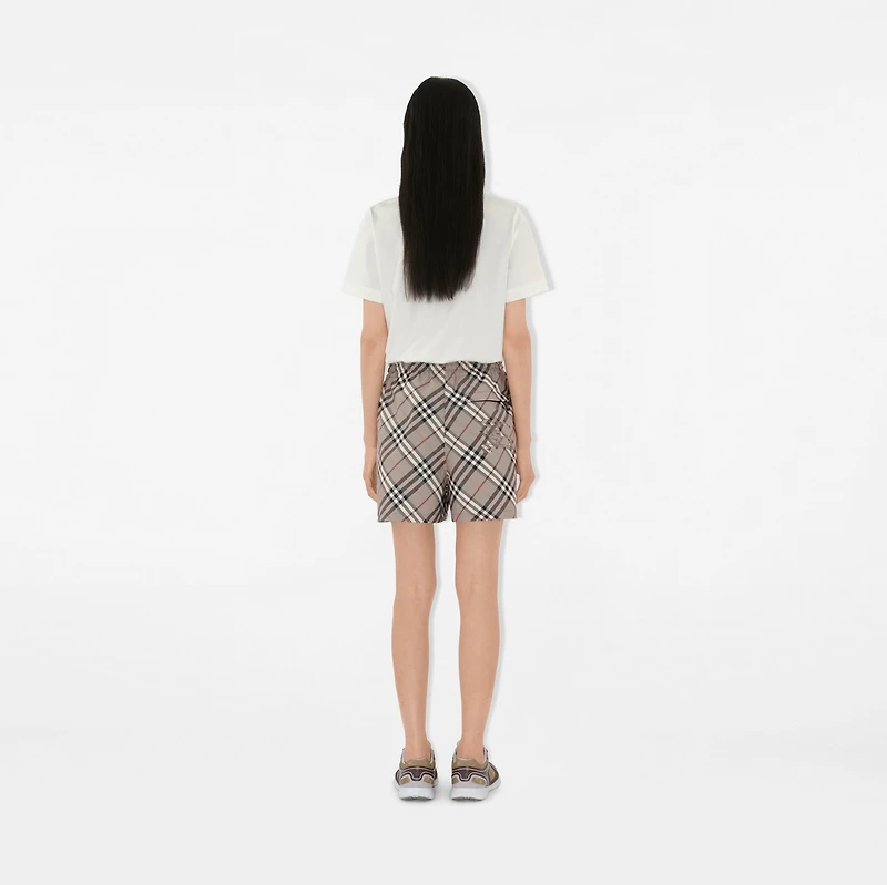 Check Shorts in Mauve grey - Women, Nylon | Burberry® Official