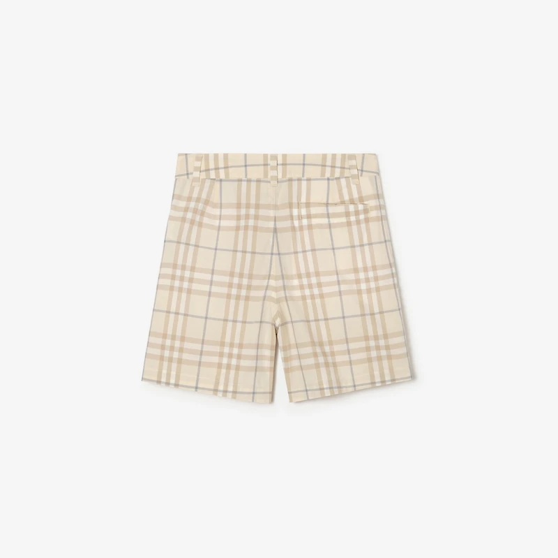 Check Cotton Shorts in Sesame beige | Burberry® Official