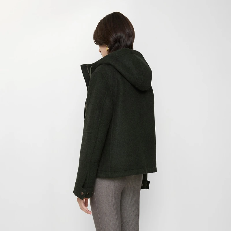 Wool Hooded Jacket in Green melange - Women | Burberry® Official
