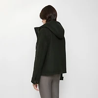 Wool Hooded Jacket in Green melange - Women | Burberry® Official