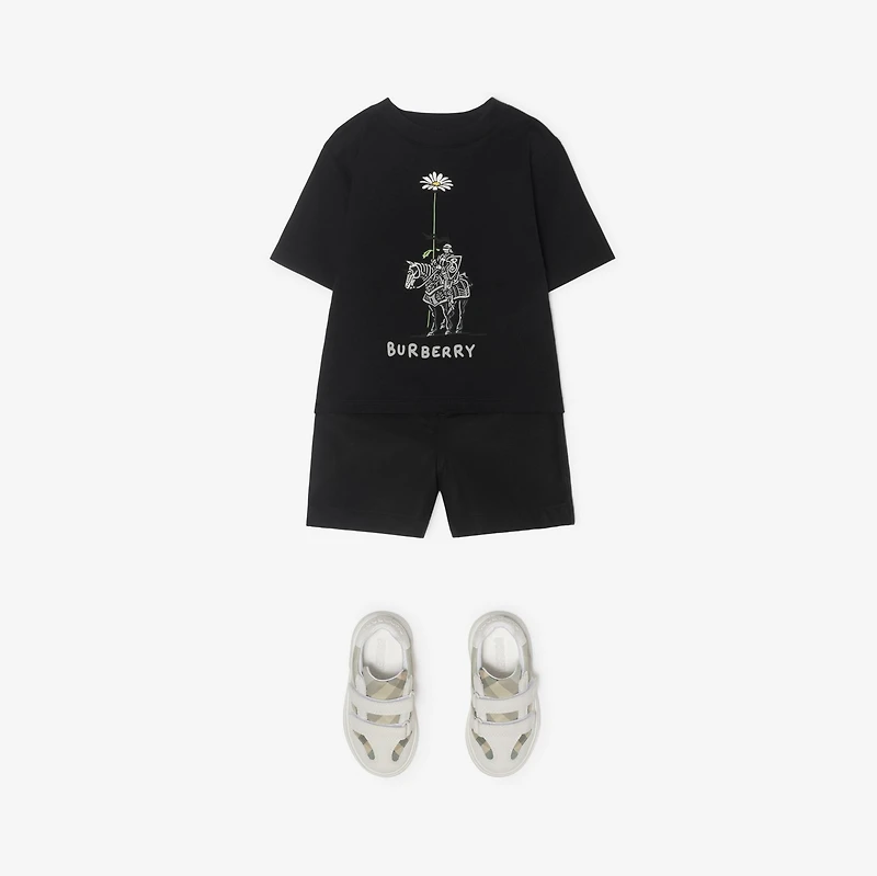 Knight Daisy Cotton T-shirt in Black | Burberry® Official