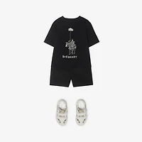 Knight Daisy Cotton T-shirt in Black | Burberry® Official