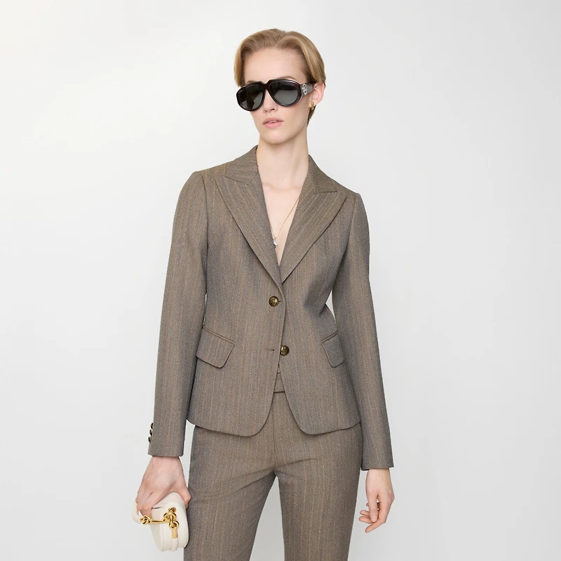 Mouliné Wool Tailored Jacket in Coffee brown melange - Women | Burberry® Official