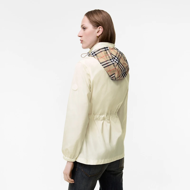 Short Checker-tape Nylon Parka in Seashell white - Women | Burberry® Official