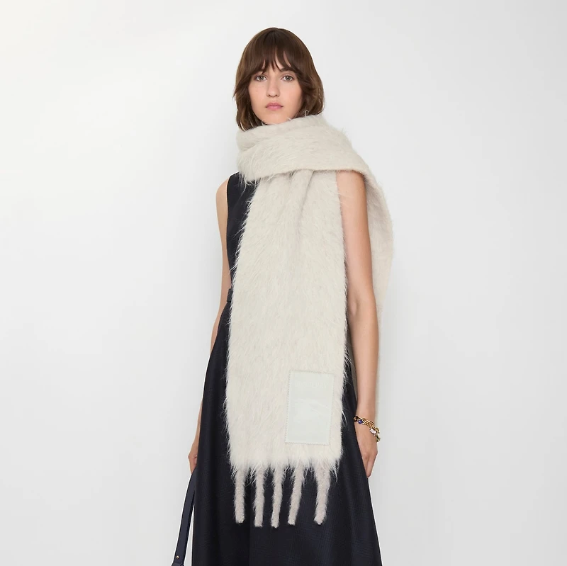 Alpaca Wool Blend Scarf in Alpine white | Burberry® Official