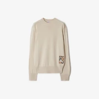 Check Label Wool Sweater in Nutmeg beige - Women | Burberry® Official