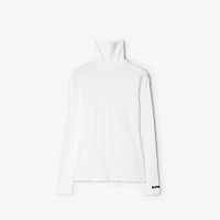Ribbed Stretch Cotton Top in White - Women | Burberry® Official