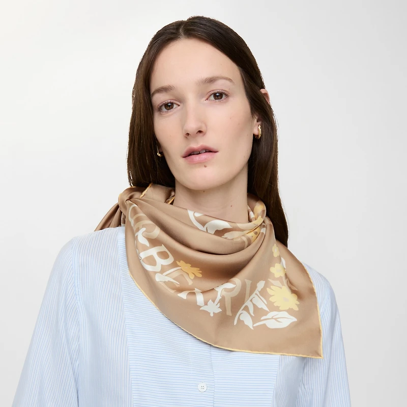 Floral EKD Silk Scarf in Sand beige | Burberry® Official