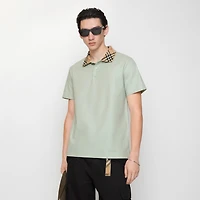 Check Collar Cotton Polo Shirt in Seafoam green - Men | Burberry® Official