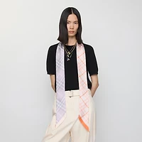 Skinny Contrast Check Silk Scarf in Sugar/hume | Burberry® Official