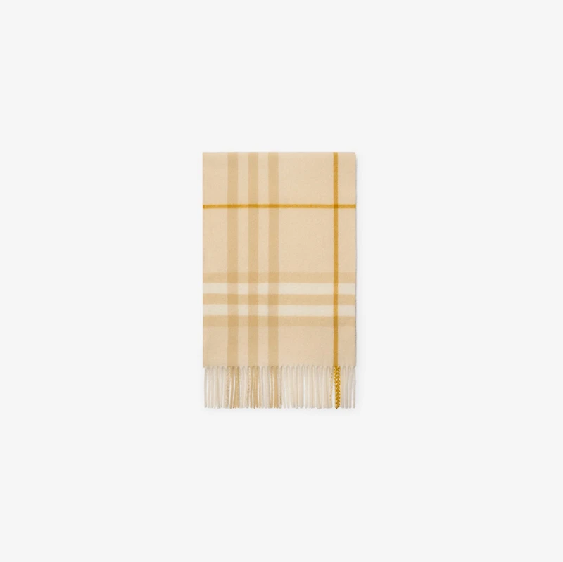 Check Cashmere Scarf in White denim | Burberry® Official