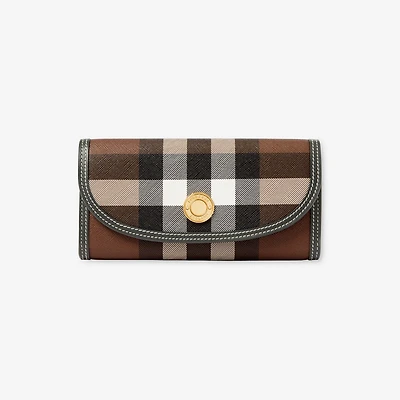Check Continental Wallet in Dark birch brown - Women | Burberry® Official