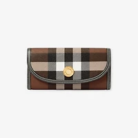 Check Continental Wallet in Dark birch brown - Women | Burberry® Official