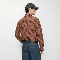 Relaxed Fit Check Cotton Shirt in Ginger orange - Men | Burberry® Official