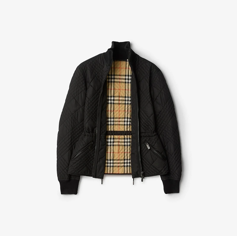 Micro Check-stitch Nylon Wakerley Jacket in Black - Women | Burberry® Official