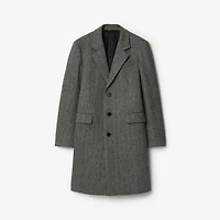 Herringbone Wool Tailored Coat in Asphalt black/old stone grey - Men | Burberry® Official