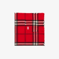 Check Wool Scarf in Scarlet | Burberry® Official