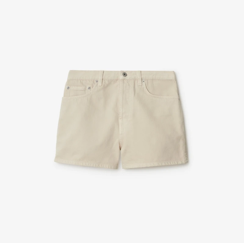 Denim Shorts in Oat - Women, Cotton | Burberry® Official