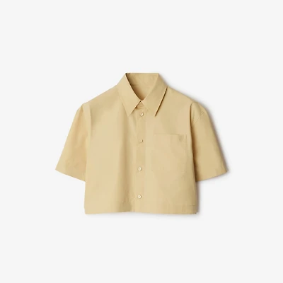 Cropped Cotton Shirt in Hay - Women | Burberry® Official