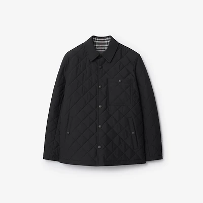 Reversible Quilted Jacket in Black/dark charcoal - Men | Burberry® Official