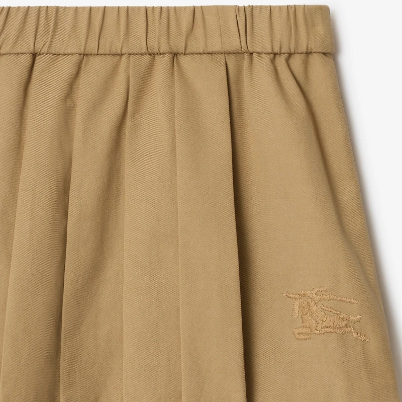 Pleated Cotton Blend Skirt in Sand | Burberry® Official