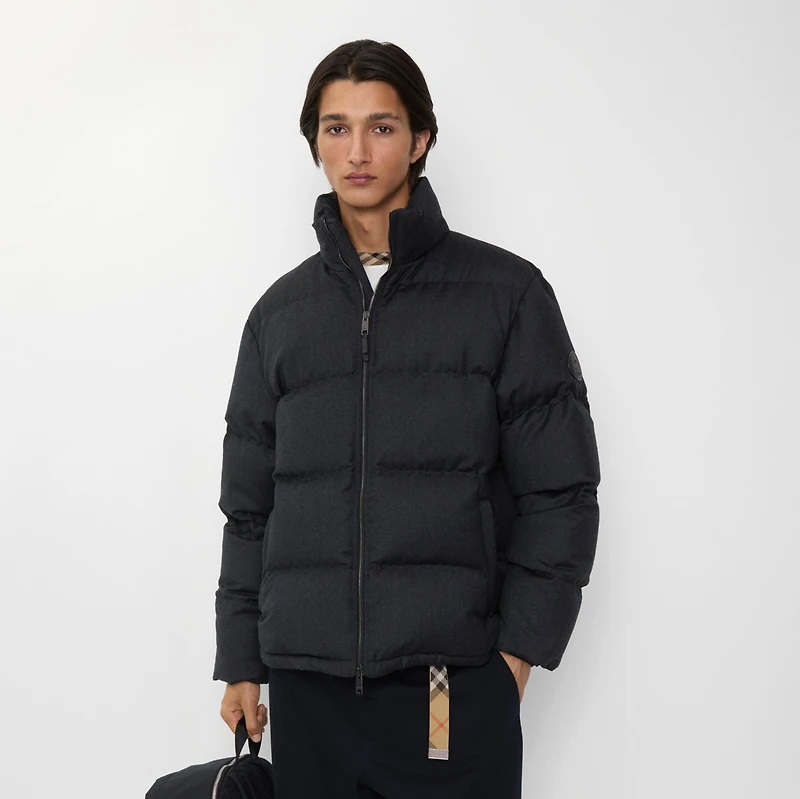 Wool Snowdon Puffer Jacket in Charcoal grey - Men | Burberry® Official