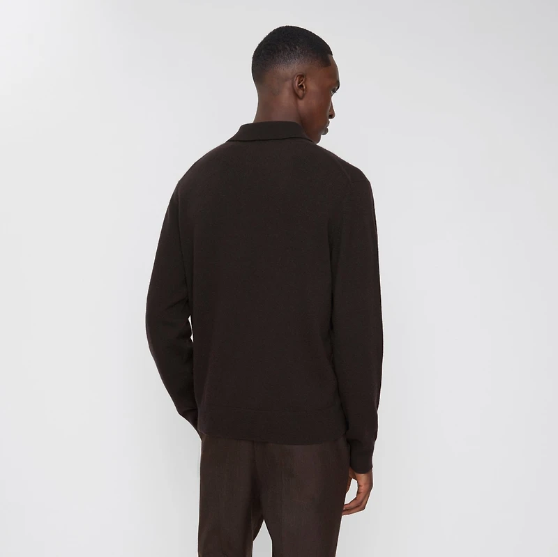 Long-sleeve Cashmere Blend Polo Shirt in Scorched brown - Men | Burberry® Official