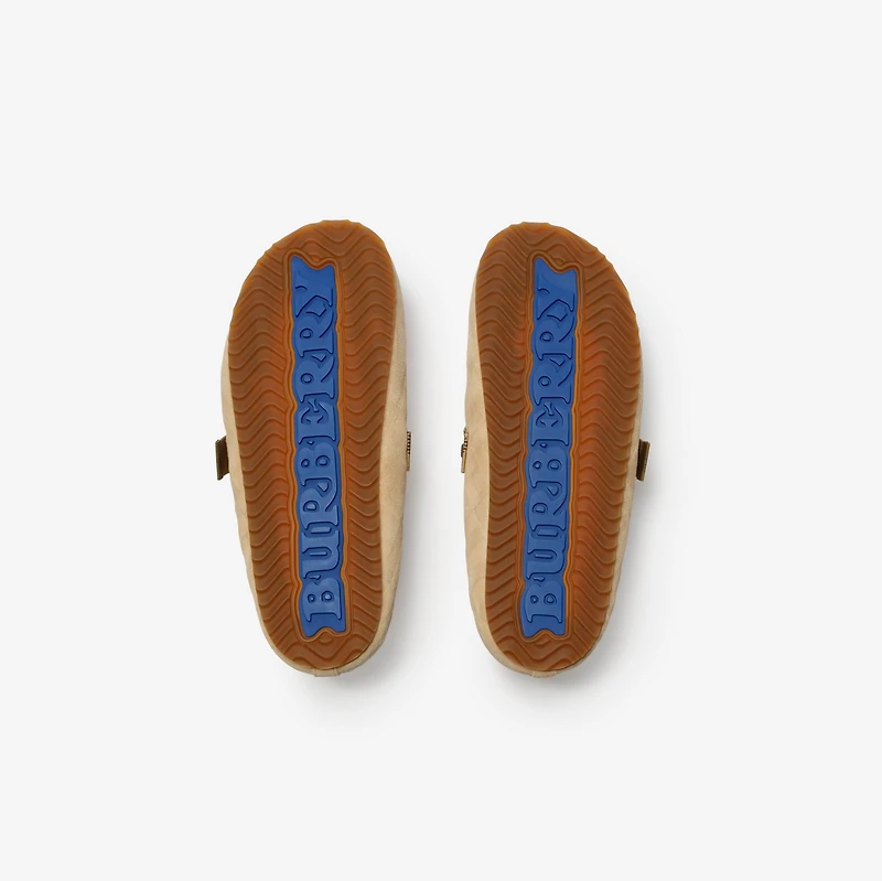 Check Shearling Urchin Clogs in Blonde beige - Women | Burberry® Official