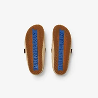 Check Shearling Urchin Clogs in Blonde beige - Women | Burberry® Official