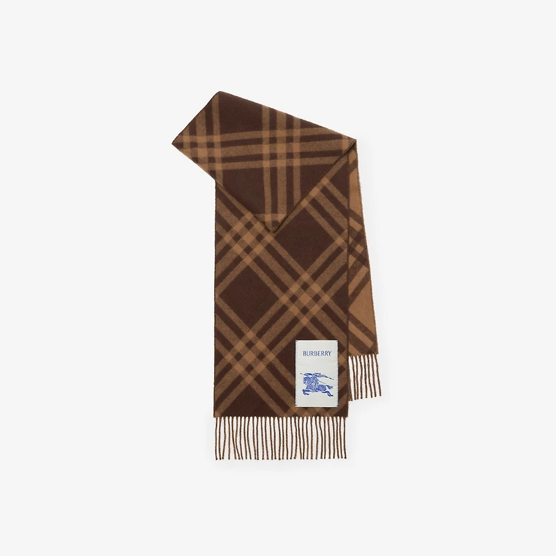Check Cashmere Scarf in Treacle brown | Burberry® Official