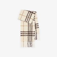 Check Alpaca Wool Blend Bouclé Scarf in Pebble white | Burberry® Official