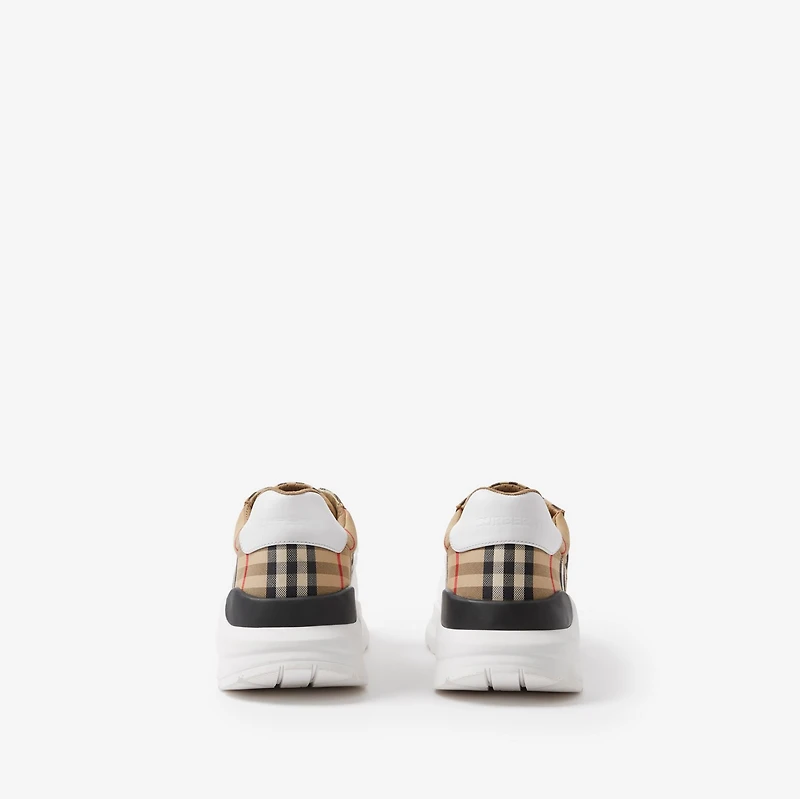 Check, Suede and Leather Sneakers in Archive beige - Men | Burberry® Official