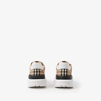 Check, Suede and Leather Sneakers in Archive beige - Men | Burberry® Official