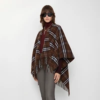 Check Wool Cashmere Cape in Treacle | Burberry® Official