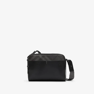 Pop Check Crossbody Bag in Black/iron grey - Men, Leather | Burberry® Official