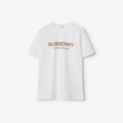 Logo Cotton T-shirt in White - Women | Burberry® Official