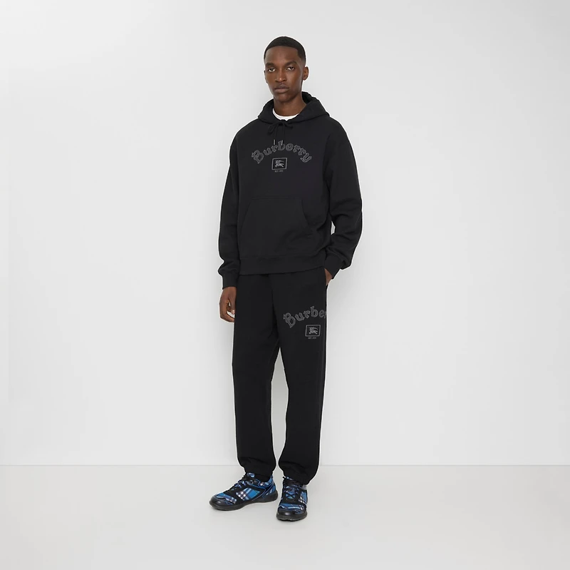 Gothic Logo Cotton Jogging Pants in Black - Men | Burberry® Official