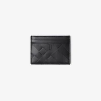 Embossed Check Card Case in Black - Men, Leather | Burberry® Official