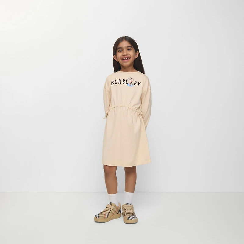 London Guard Logo​ Cotton Dress in Calico white | Burberry® Official