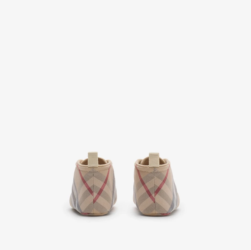 Check Cotton Blend Shoes in Pale stone - Children | Burberry® Official