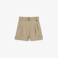 Belted Tropical Gabardine Shorts in Saltmarsh beige - Women | Burberry® Official