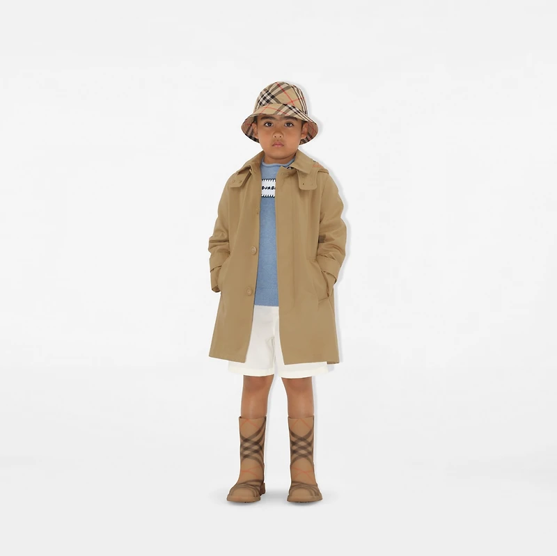Cotton Hooded Car Coat in Sand | Burberry® Official