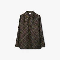 Check Silk Pyjama Shirt in Truffle brown - Men, Cotton | Burberry® Official
